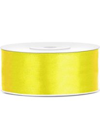 partydeco, Geschenkverpackung, Satin Ribbon, yellow, 25mm/25m (1 pc. / 25 lm) (Geschenkband, 1 x)