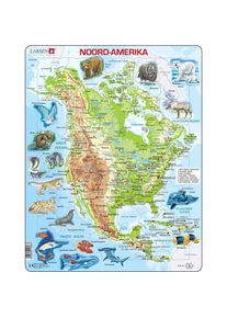 Selecta Spielzeug Larsen Puzzlekarte Nordamerika, geografisch mit Tieren (66 Teile)
