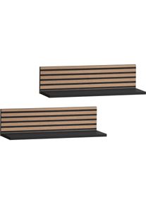 Schildmeyer, Regal, Ryker Regalablage 2er Set schwarzmatt / Akustikpaneel Optik