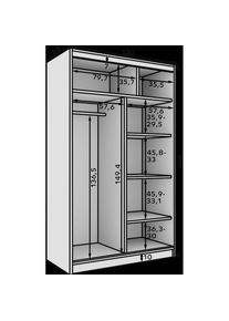 ADRK Furniture, Kleiderschrank, Castello Schwebetürenschrank 120 (120 x 58 x 200 cm)