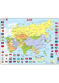 Selecta Spielzeug Larsen Puzzle Karte Asien mit Flaggen, 70-tlg. (70 Teile)