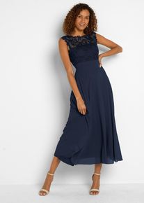 Maxi galajurk met kant - blauw - maat 40 - bonprix