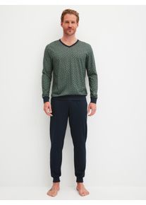 Calida Pigiama con polsini per Uomo, M M, Verde, Cotton Special