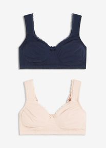 Minimizer T-Shirt-BH ohne Bügel mit Bio-Baumwolle (2er Pack), blau, Größe 100G, mit Baumwolle, bonprix