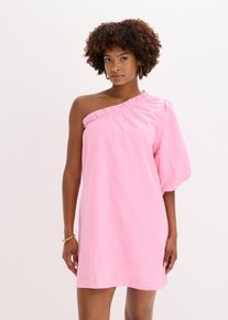 One-Shoulder-Kleid aus Baumwolle, rosa, Größe 34, mit Baumwolle, bonprix