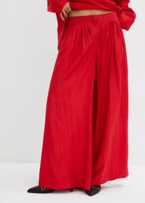 Palazzo-Hose aus strukturiertem Crinkle-Viskose-Mix, rot, Größe 42, Viskose, bonprix