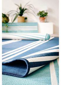 In- und Outdoor Wende-Teppich mit Streifen, blau, Gr&ouml;&szlig;e 80x140 cm, bonprix