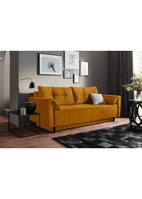 Collection AB Slaapbank Zonne-energie Slaapfunctie, bedkist, binnenvering en losse rug- en sierkussens goud(kleur), slaapbanken, Breedte ligoppervlak: