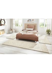 Hanse Home Set slaapkamerkleedjes Wolly 2 Slaapkamerkleed, 3-delige loper set, unikleur, korte pool, bedloper bedvloerkleden maat 42 beige