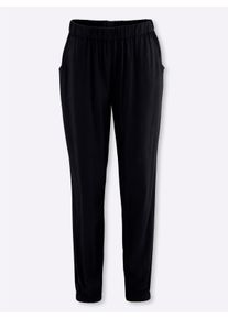 Damen Haremshose mit B&uuml;ndchen am Saum in schwarz ,Gr&ouml;&szlig;e 50, WITT, 100% Viskose