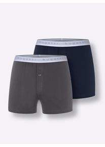 Bugatti Heren Boxershorts in marine + grijs ,maat 5, Witt, 100% Katoen