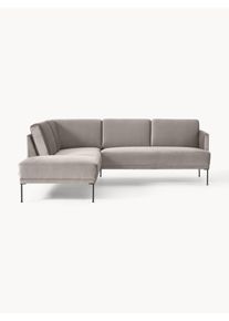 Velvet Corner Sofa Fluente Grey Velvet, Metal B 221 x D 200 cm,Vänster hörndel | Westwing Collection