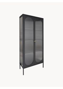 House Nordic Vitrina de metal con cristal acanalado Adelaide Dorado, Negro, Transparente Vidrio, Metal An 80 x Al 180 cm