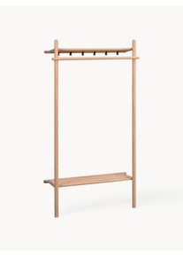 Rowico Home Bengaleiro de parede em madeira de carvalho Milford Madeira clara, Preto Madeira, Madeira maci&ccedil;a, Metal L 91 x Alt 181 cm