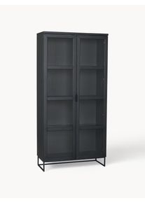 Rowico Home Vitrina de madera de roble Everett Negro Madera, Vidrio, Madera maciza An 95 x Al 195 cm