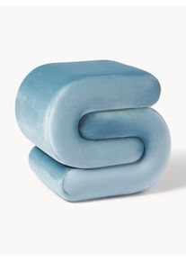 Velvet Upholstered Sofa Ottoman Merle Blue Wood, Synthetic fibre, Solid wood, Velvet, Fabric B 50 x H 45 cm | Westwing Collection