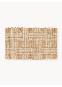 Wycieraczka z juty Almir Brązowy, Biały Juta, Bawełna S 45 x D 75 cm | Westwing Collection