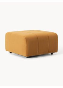 Velvet Sofa Ottoman Lena Yellow Wood, Synthetic fibre, Plastic, Solid wood, Velvet, Fabric B 78 x D 75 cm | Westwing Collection