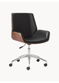 KARE Design Leatherette Desk Chair Rouven, Height-adjustable Black Metal, faux leather B 60 x D 52 cm