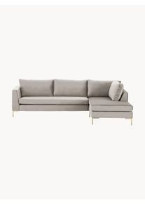 Velvet Corner Sofa Luna Grey Velvet B 280 x D 184 cm, hj&oslash;rnedel til h&oslash;jre | Westwing Collection