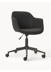 Stoppad Skrivbordsstol Fiji med Smal Sits Svart Tyg B 66 x D 66 cm | Westwing Collection