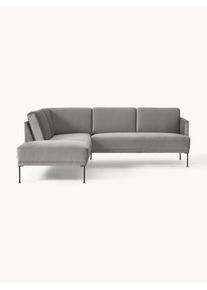 Velvet Corner Sofa Fluente Grey Velvet B 221 x D 200 cm, Hjørnedel venstre | Westwing Collection