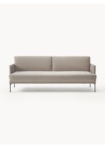 Velvet Sofa Bed Fluente (3-seater) Grey Velvet, Metal B 220 x D 88 cm | Westwing Collection