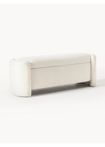 Sittbänk i Plysch Benji med Förvaring Vit Tyg, Teddy B 140 x D 48 cm | Westwing Collection
