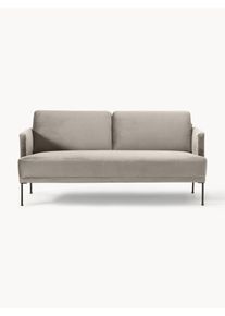 Velvet Sofa Fluente (2-seater) Grey Velvet, Metal B 166 x D 85 cm | Westwing Collection