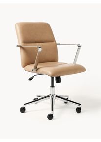 Leatherette Desk Chair Reto with Armrest, Height-adjustable Beige, Black, Silver Wood, faux leather, Plastic, Metal, Fabric B 60 x D 68 cm | Westwing