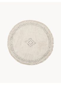 Okrągły ręcznie tuftowany dywan z bawełny z frędzlami Fionn Beżowy Bawełna Ø 120 cm (Rozmiar S) | Westwing Collection