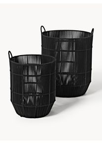 Cestas de ropa de cuerda, set de 2 Negro Fibra sintética Set de diferentes tamaños | Westwing Collection
