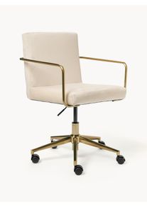 Velvet Desk Chair Kashya with Armrest, Height adjustable Beige Velvet B 57 x D 56 cm | Westwing Collection