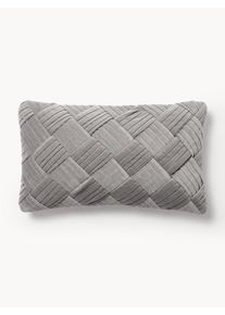 Velvet pudebetræk Sina med struktureret mønster Grå Bomuld, Fløjl B 30 x L 50 cm | Westwing Collection