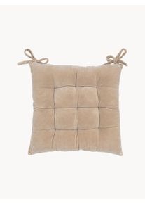 Gallery Direct Cojín de asiento de terciopelo Cozy Beige Algodón, Terciopelo An 43 x L 43 cm