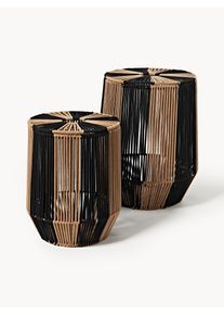 Cestas de ropa de cuerda, set de 2 Marrón, Negro Fibra sintética Set de diferentes tamaños | Westwing Collection