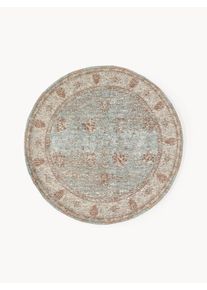 Okrągły ręcznie tkany dywan szenilowy Rimini Turkusowy Bawełna Ø 120 cm (Rozmiar S) | Westwing Collection