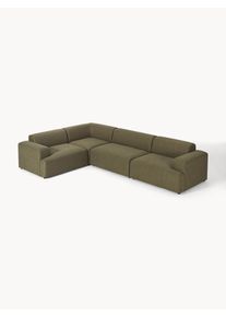 Veľká rohová pohovka Melva (4-miestna) Zelená Látka Š 339 x H 220 cm, ľavé rohové prevedenie | Westwing Collection