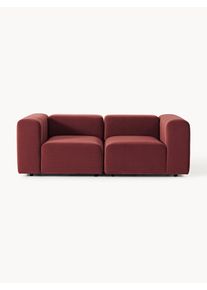 Modular Velvet Sofa Lena (3-seater) Red Velvet B 211 x D 106 cm | Westwing Collection