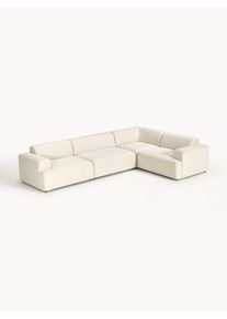 Veľká rohová pohovka Melva (4-miestna) Biela Látka Š 339 x H 220 cm, pravé rohové prevedenie | Westwing Collection