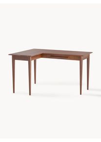 Hj&oslash;rneskrivebord Paul i mangotr&aelig; Brun Tr&aelig;, Massivt tr&aelig; B 135 x D 100 cm | Westwing Collection