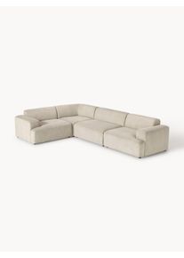 Veľká menčestrová rohová pohovka Melva (4-miestna) Béžová Menčester Š 339 x H 220 cm, ľavé rohové prevedenie | Westwing Collection