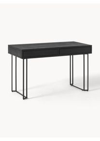Skrivebord Luca i mangotræ med skuffer Sort Træ, Massivt træ B 125 x D 60 cm | Westwing Collection