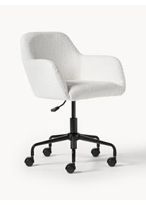 Bouclé Desk Chair Lucie White Fabric, Metal, Bouclé B 57 x D 57 cm | Westwing Collection