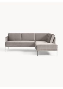 Velvet Corner Sofa Fluente Grey Velvet, Metal B 221 x D 200 cm, Hjørnedel højre | Westwing Collection
