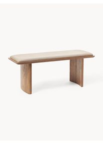 Upholstered Oak Wood Bench Chandler Brown Wood, Solid wood B 110 x D 40 cm | Westwing Collection