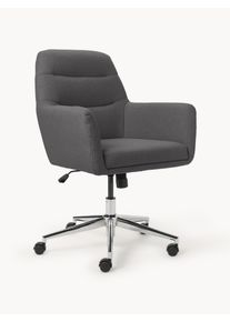 Desk Chair Benson with Armrest, Height adjustable Grey Fabric B 66 x D 66 cm | Westwing Collection