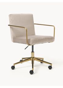Velvet Desk Chair Kashya with Armrest, Height adjustable Beige Velvet B 57 x D 56 cm | Westwing Collection