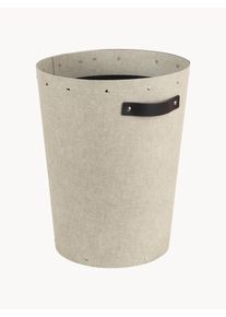 BIGSO BOX OF SWEDEN Waste Paper Basket Aries Beige, Brown Leather Ø 27 x H 35 cm