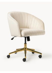 Velvet Desk Chair Laria with Armrest, Height adjustable White Velvet B 58 x D 60 cm | Westwing Collection